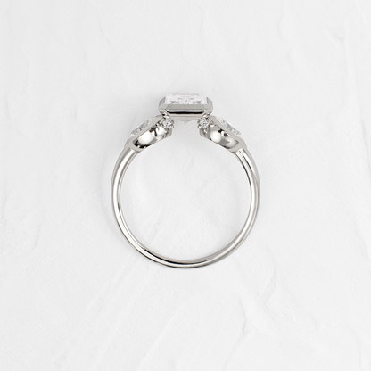 Three Stone & Bezel-Radiant Lab Grown Diamond Engagement Ring