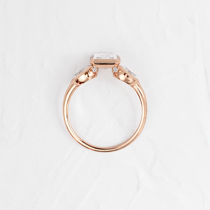 Three Stone & Bezel-Radiant Lab Grown Diamond Engagement Ring