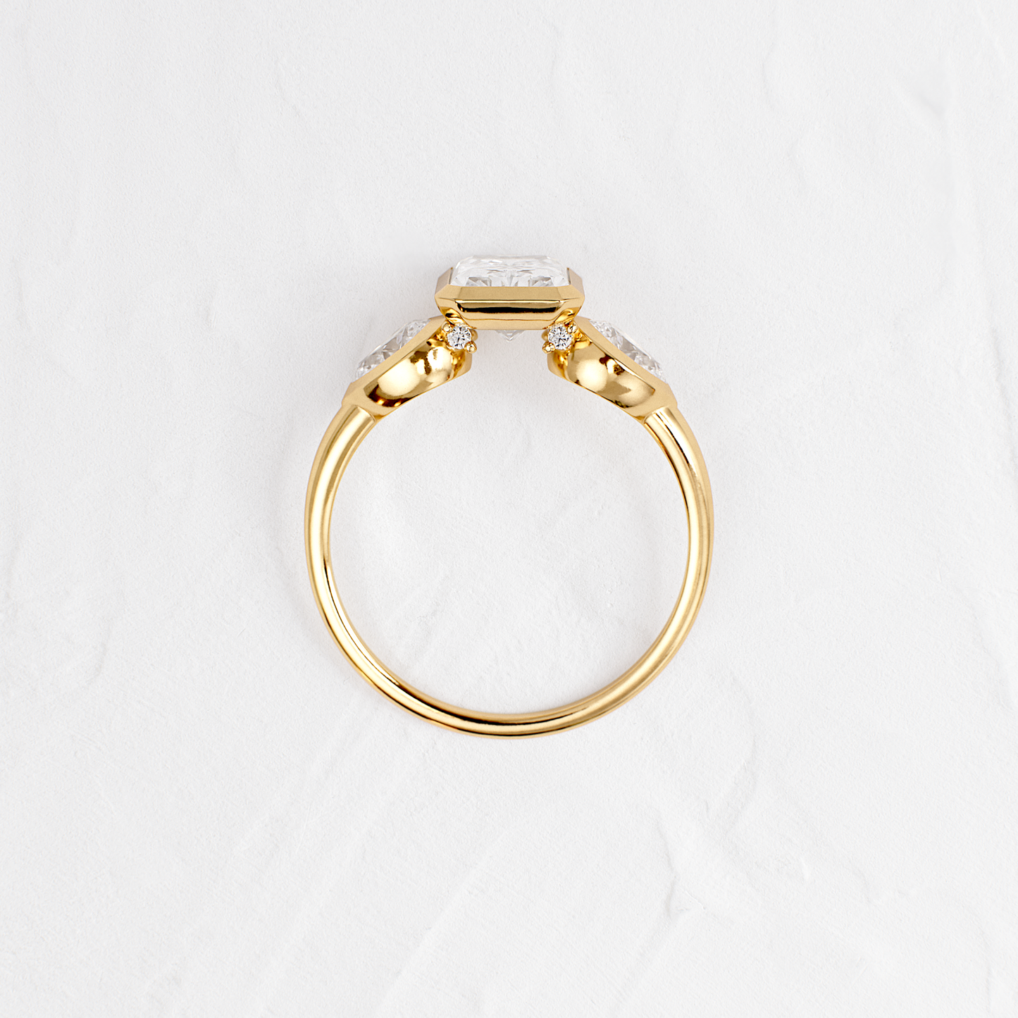 Three Stone & Bezel-Radiant Lab Grown Diamond Engagement Ring