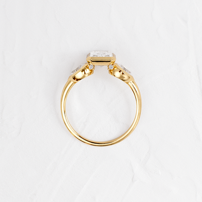 Three Stone & Bezel-Radiant Lab Grown Diamond Engagement Ring