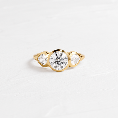 Three Stone & Bezel-Round Lab Grown Diamond Engagement Ring