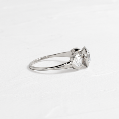 Three Stone & Bezel-Round Lab Grown Diamond Engagement Ring