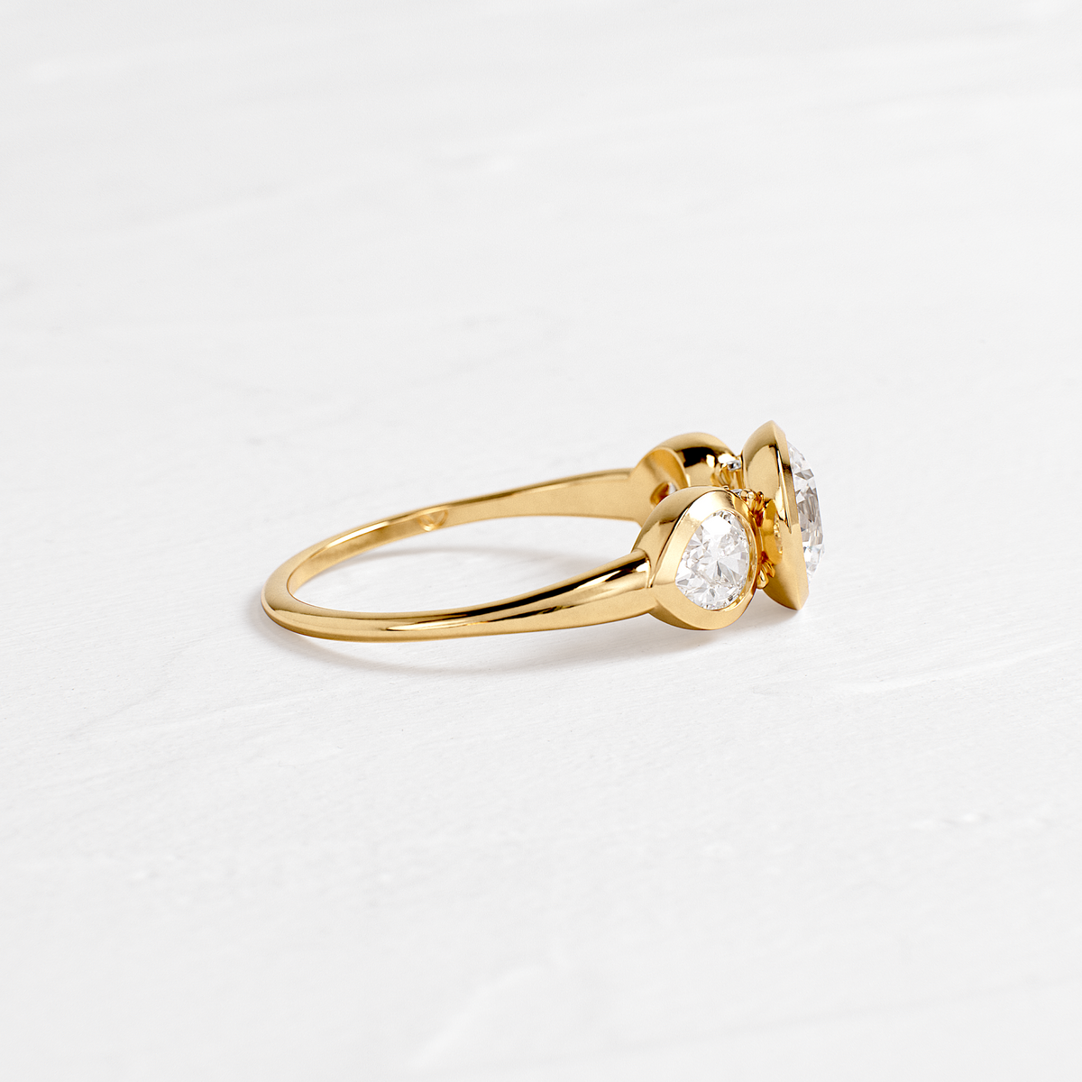 Three Stone & Bezel-Round Lab Grown Diamond Engagement Ring