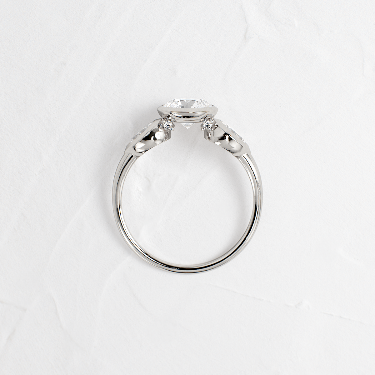 Three Stone & Bezel-Round Lab Grown Diamond Engagement Ring