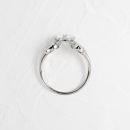 Three Stone & Bezel-Round Lab Grown Diamond Engagement Ring