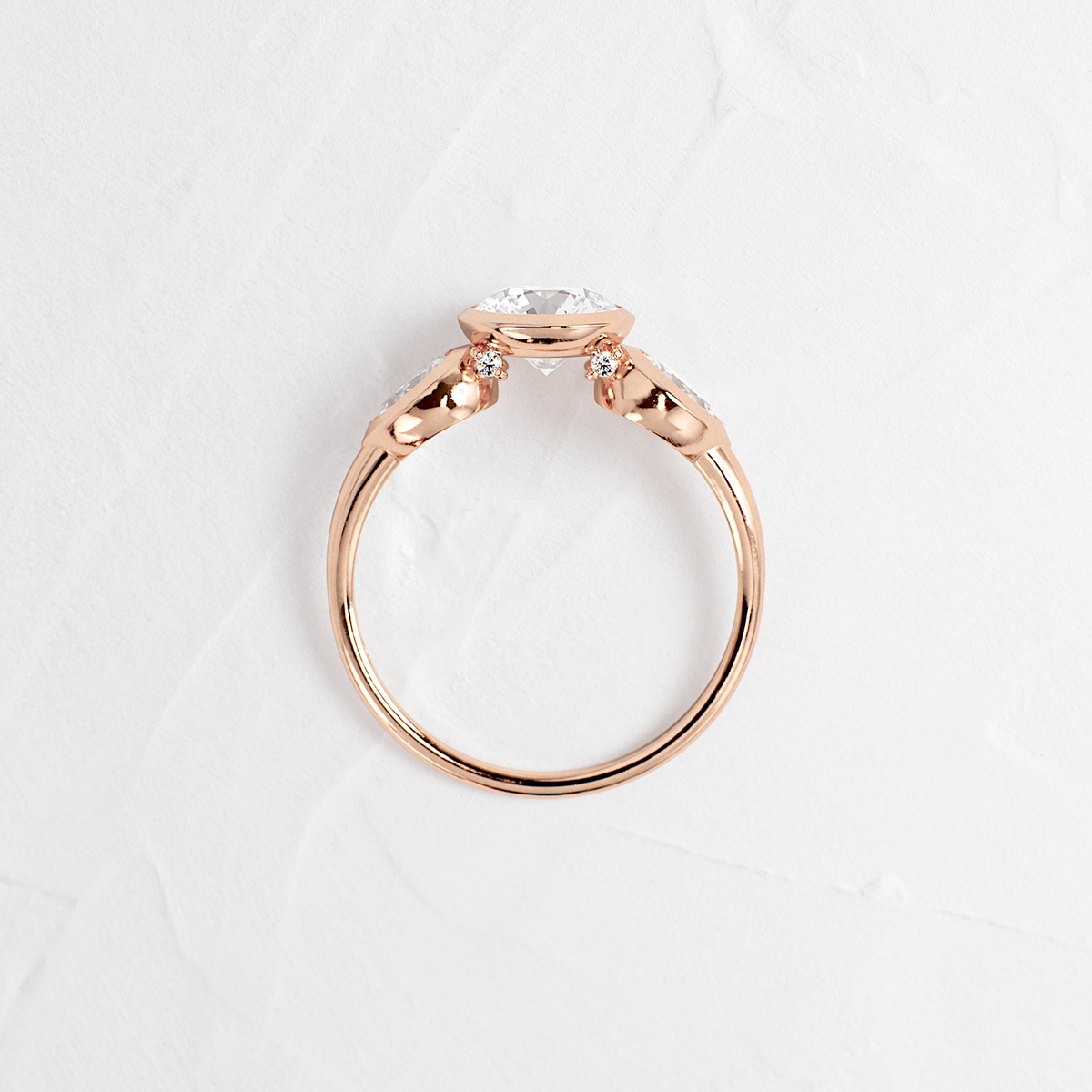 Three Stone & Bezel-Round Lab Grown Diamond Engagement Ring