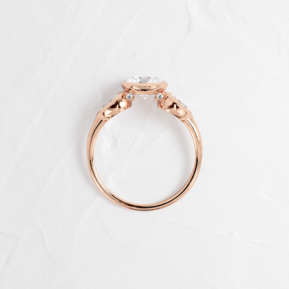 Three Stone & Bezel-Round Lab Grown Diamond Engagement Ring