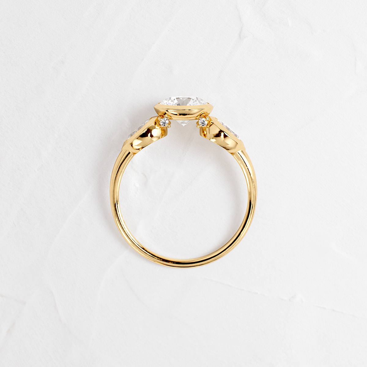 Three Stone & Bezel-Round Lab Grown Diamond Engagement Ring