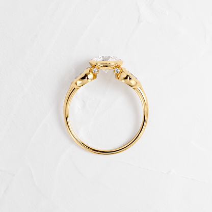 Three Stone & Bezel-Round Lab Grown Diamond Engagement Ring