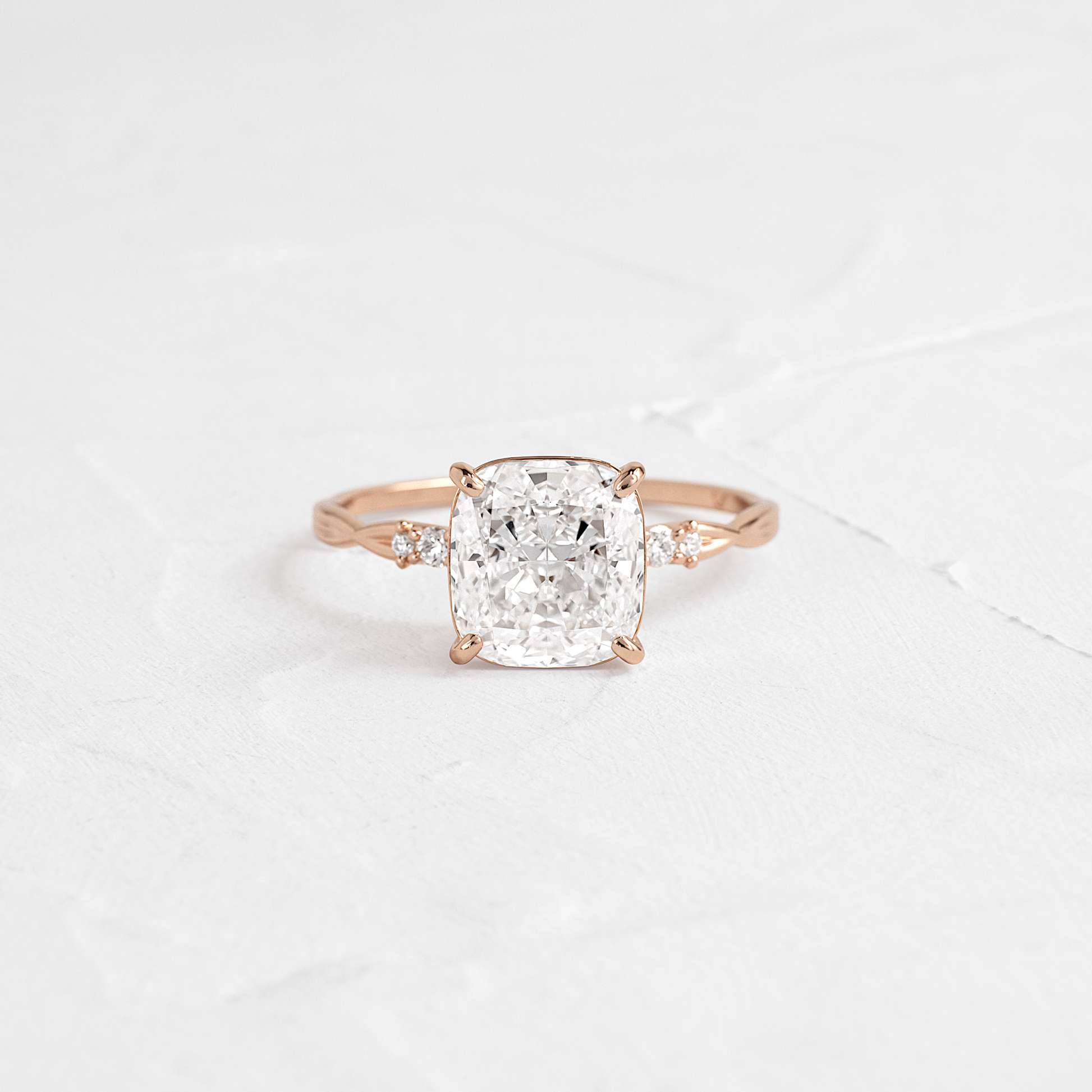 Criss Cross-Cushion Lab Grown Diamond Engagement Ring