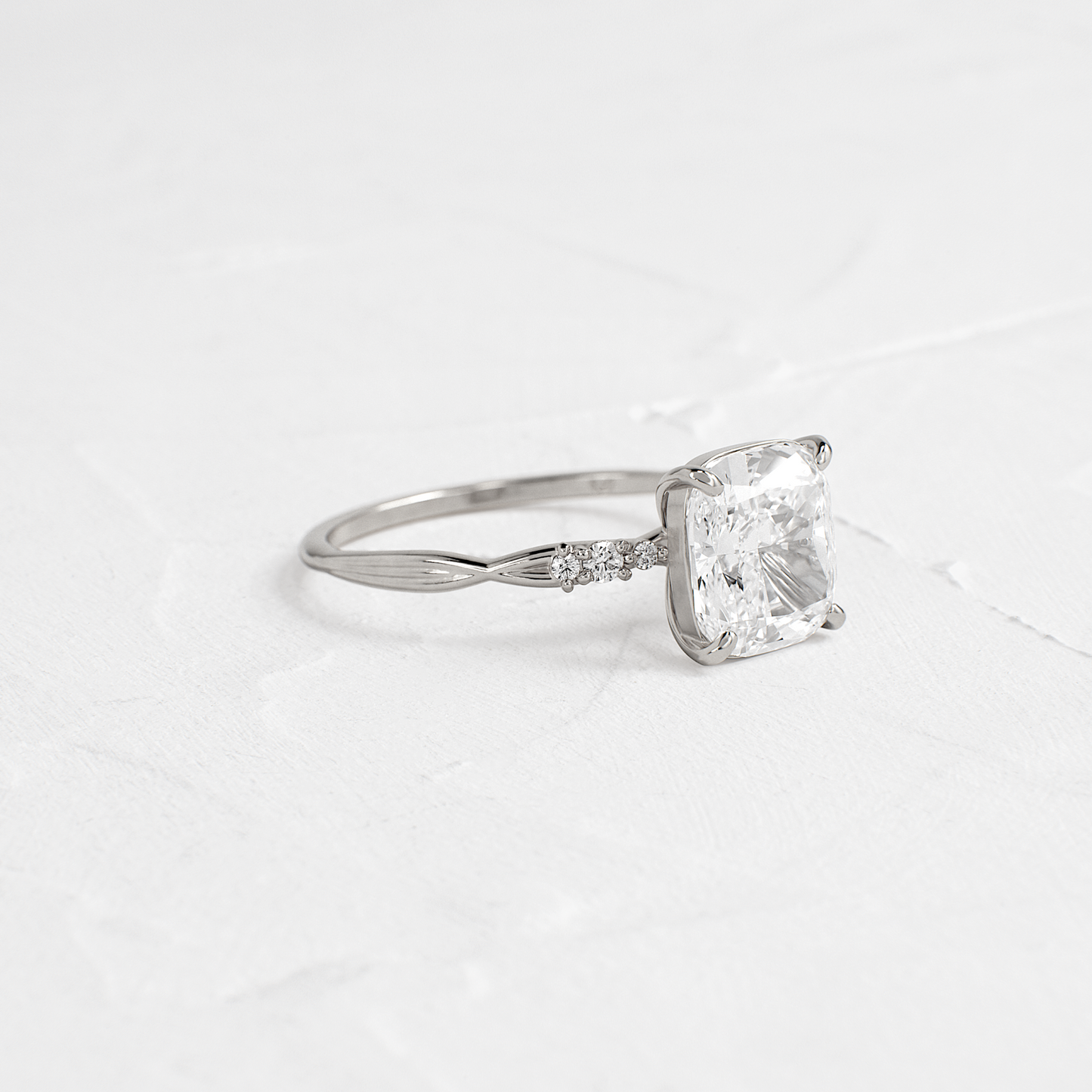 Criss Cross-Cushion Lab Grown Diamond Engagement Ring