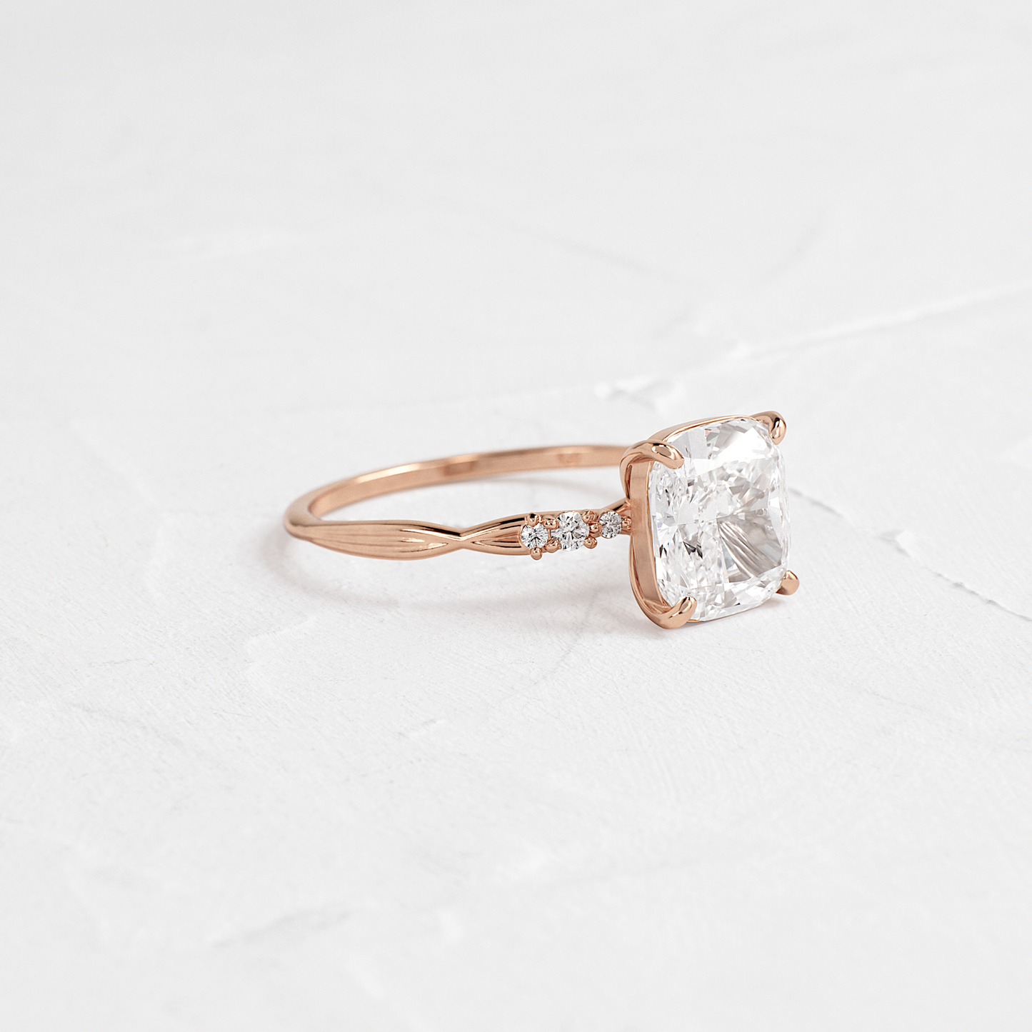 Criss Cross-Cushion Lab Grown Diamond Engagement Ring