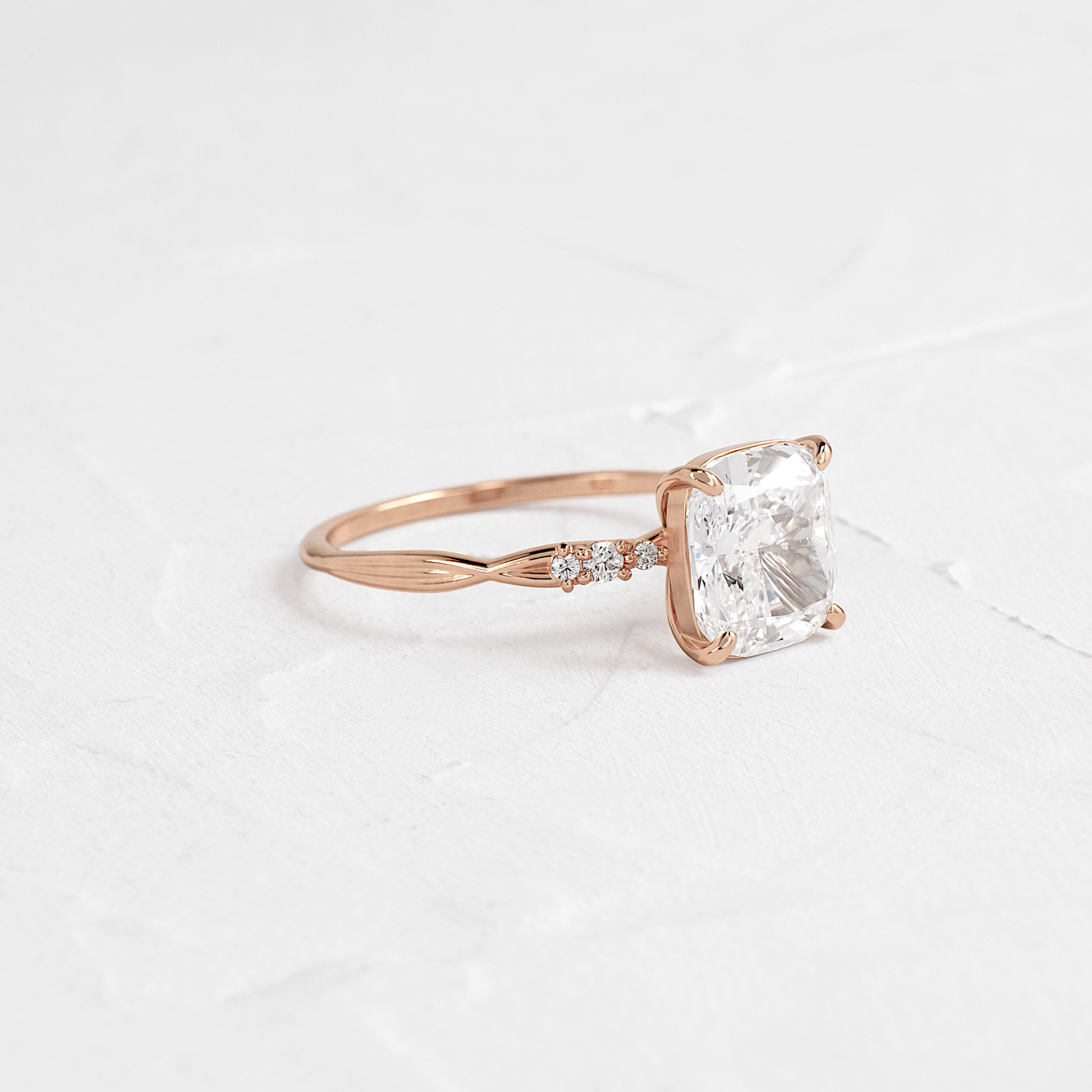 Criss Cross-Cushion Lab Grown Diamond Engagement Ring