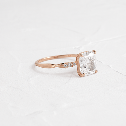 Criss Cross-Cushion Lab Grown Diamond Engagement Ring