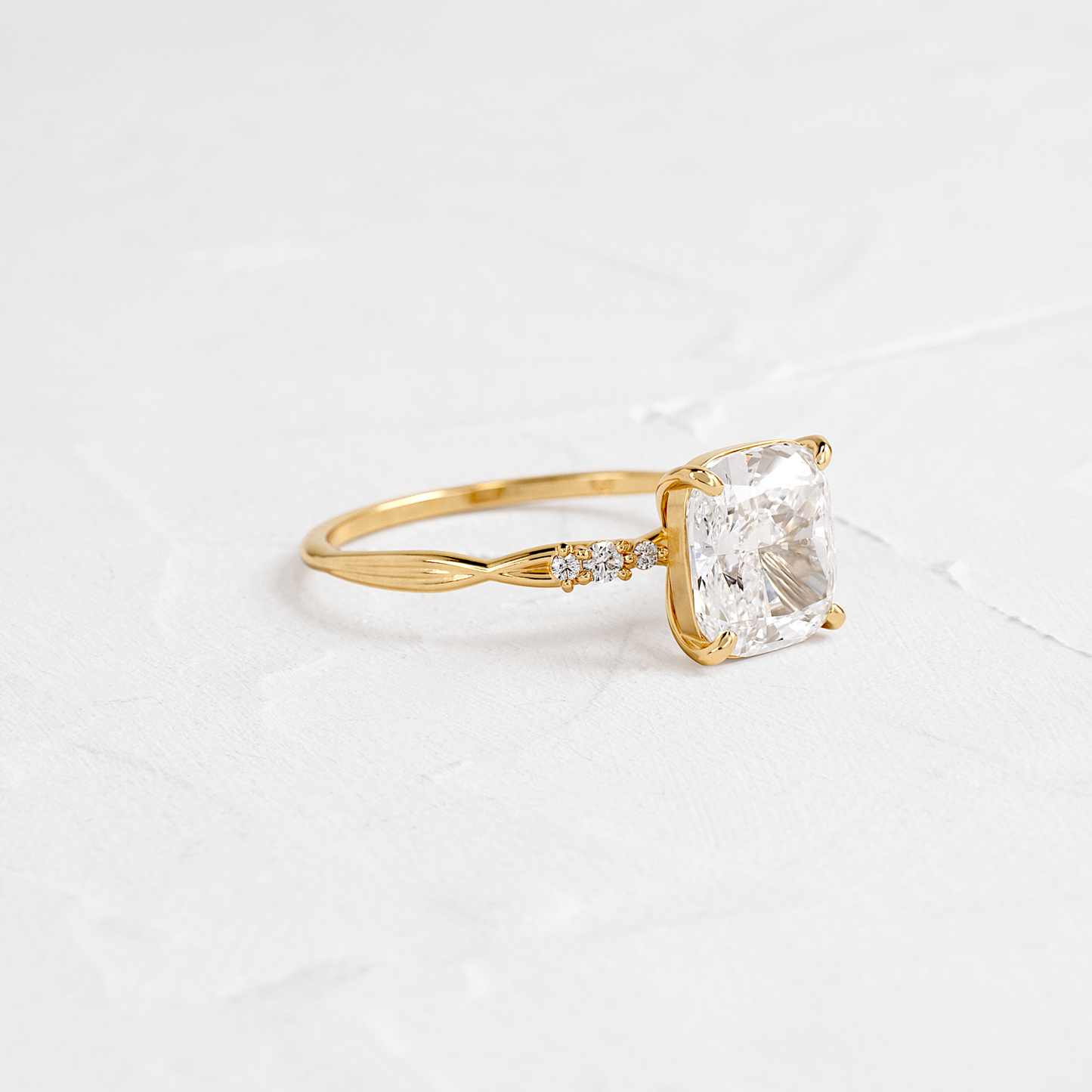 Criss Cross-Cushion Lab Grown Diamond Engagement Ring