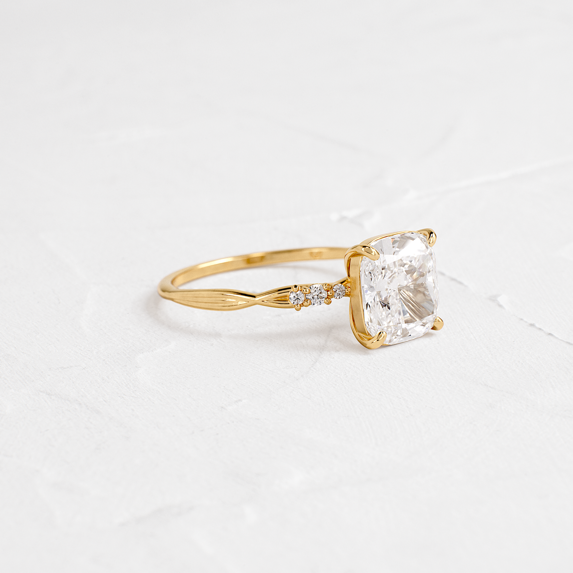 Criss Cross-Cushion Lab Grown Diamond Engagement Ring