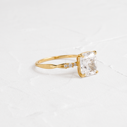 Criss Cross-Cushion Lab Grown Diamond Engagement Ring