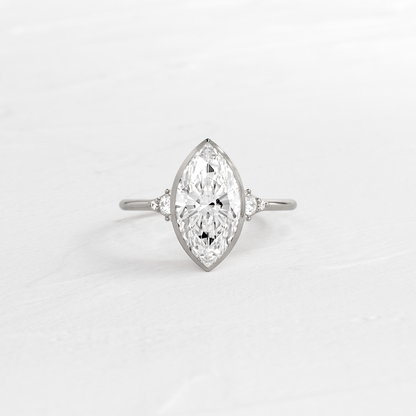 Bezel & Cluster Style- Marquise Lab Grown Diamond Engagement Ring