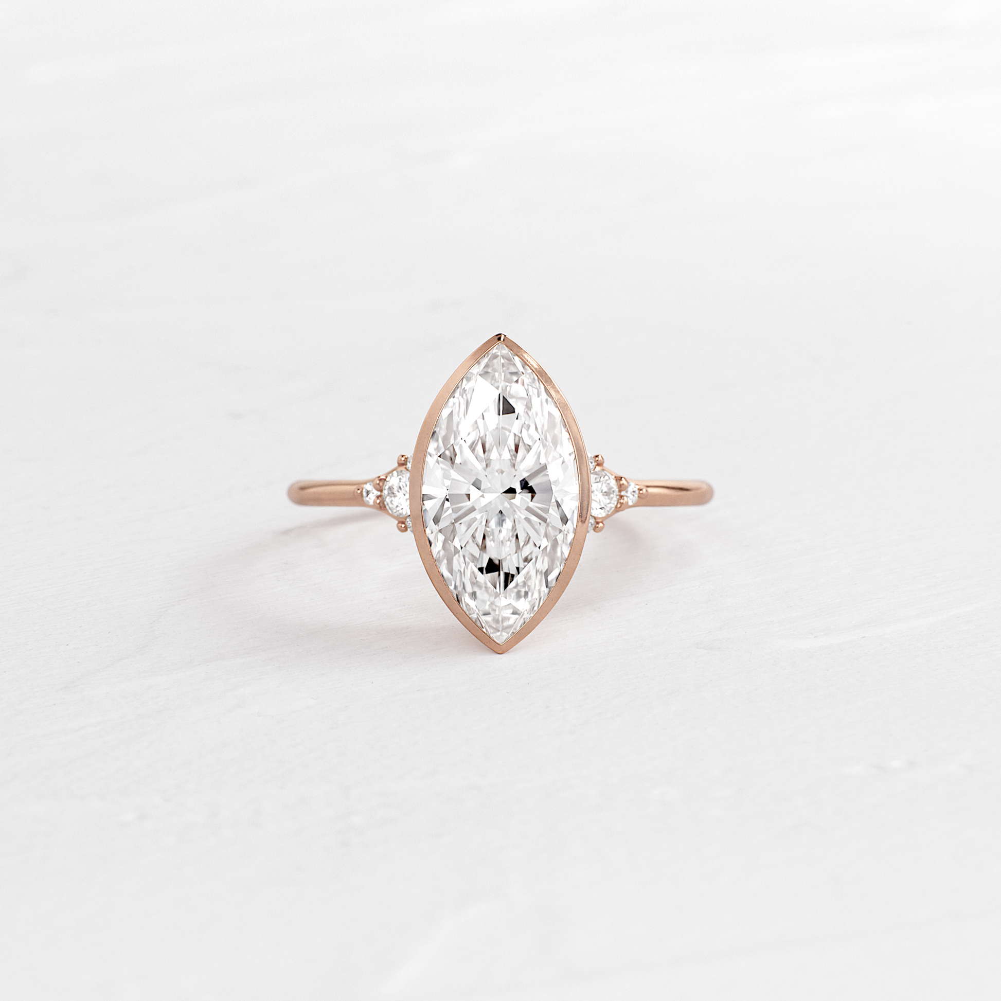 Bezel & Cluster Style- Marquise Lab Grown Diamond Engagement Ring