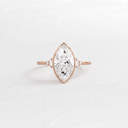 Bezel & Cluster Style- Marquise Lab Grown Diamond Engagement Ring