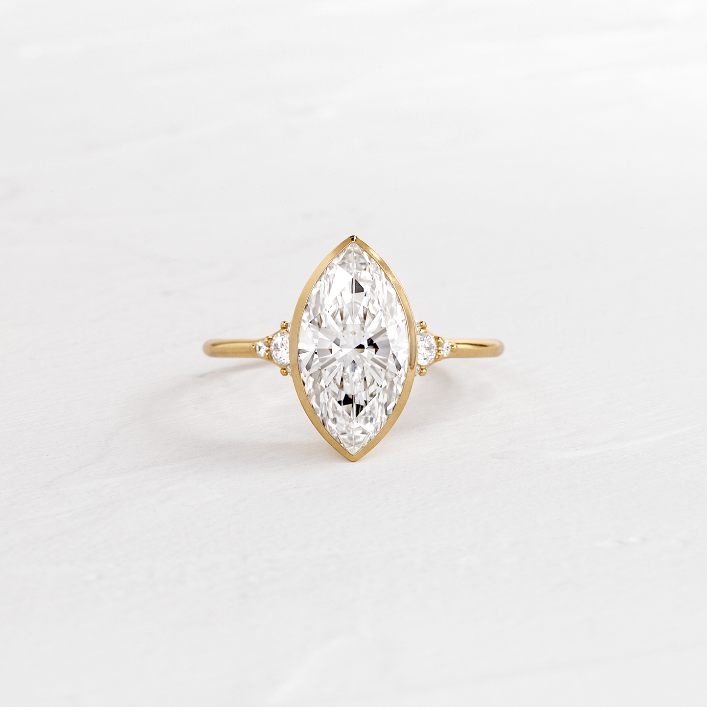 Bezel & Cluster Style- Marquise Lab Grown Diamond Engagement Ring