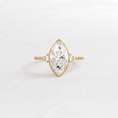Bezel & Cluster Style- Marquise Lab Grown Diamond Engagement Ring