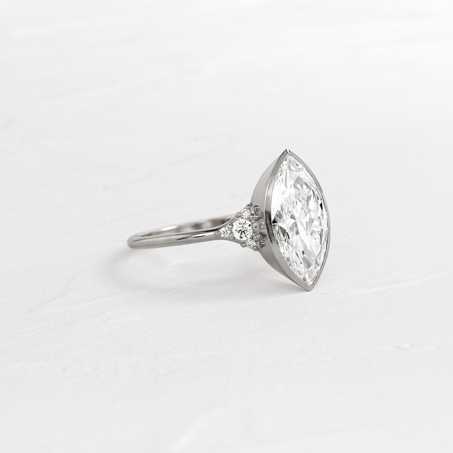 Bezel & Cluster Style- Marquise Lab Grown Diamond Engagement Ring
