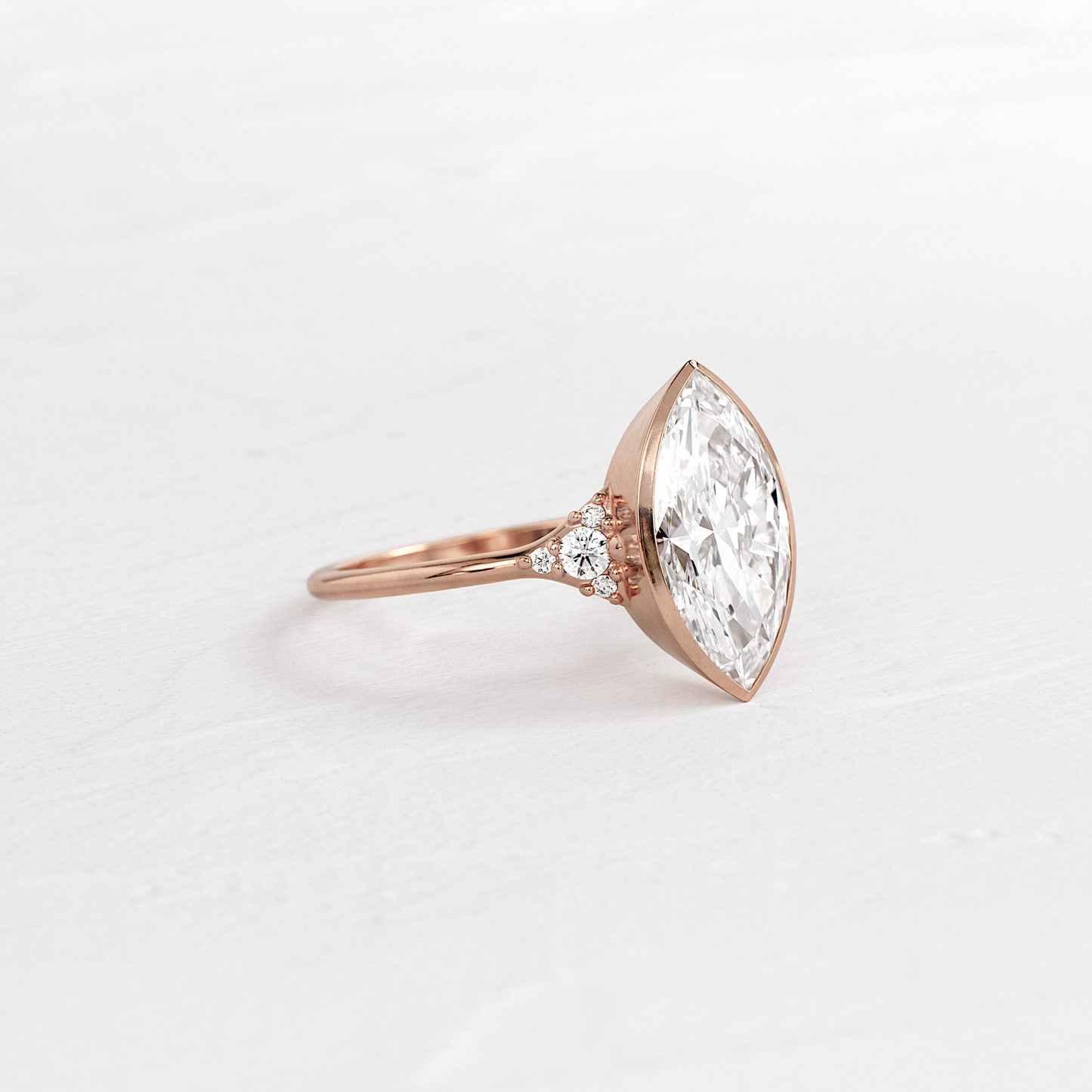 Bezel & Cluster Style- Marquise Lab Grown Diamond Engagement Ring