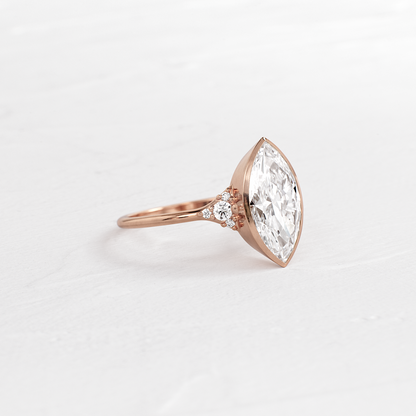 Bezel & Cluster Style- Marquise Lab Grown Diamond Engagement Ring