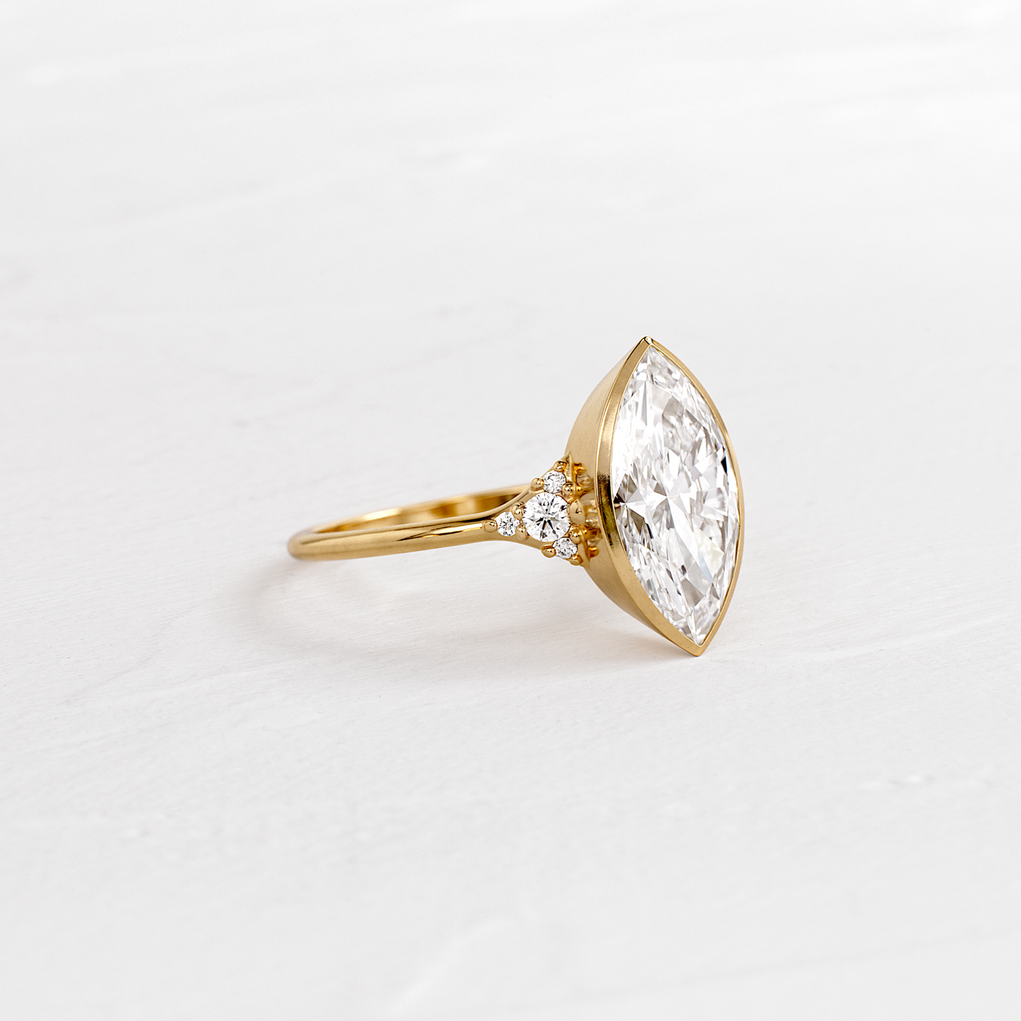 Bezel & Cluster Style- Marquise Lab Grown Diamond Engagement Ring