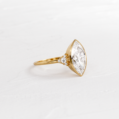 Bezel & Cluster Style- Marquise Lab Grown Diamond Engagement Ring