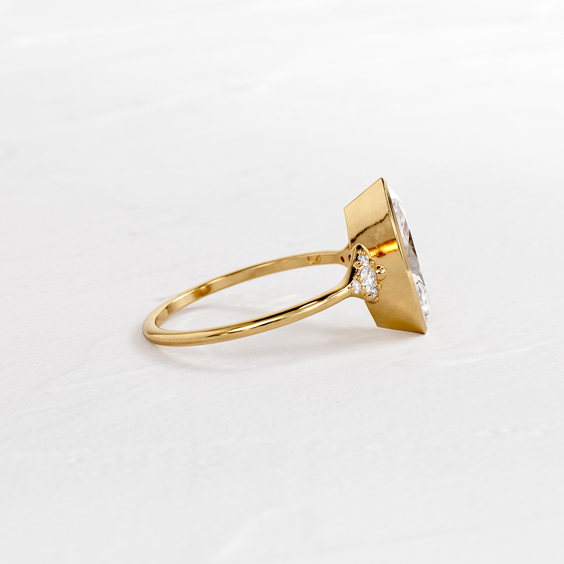 Bezel & Cluster Style- Marquise Lab Grown Diamond Engagement Ring