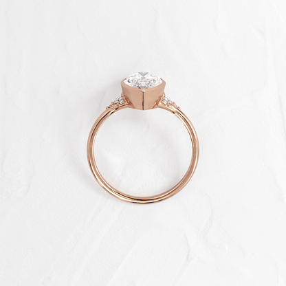 Bezel & Cluster Style- Marquise Lab Grown Diamond Engagement Ring