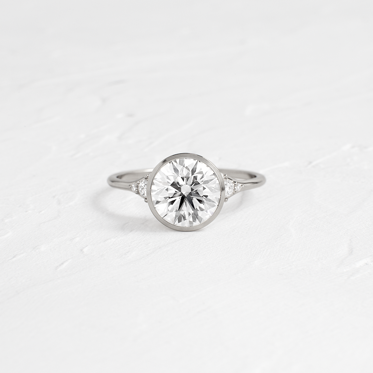 Bezel & Cluster Style-Round Lab Grown Diamond Engagement Ring