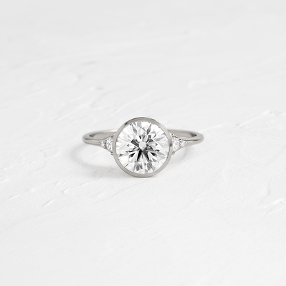 Bezel & Cluster Style-Round Lab Grown Diamond Engagement Ring