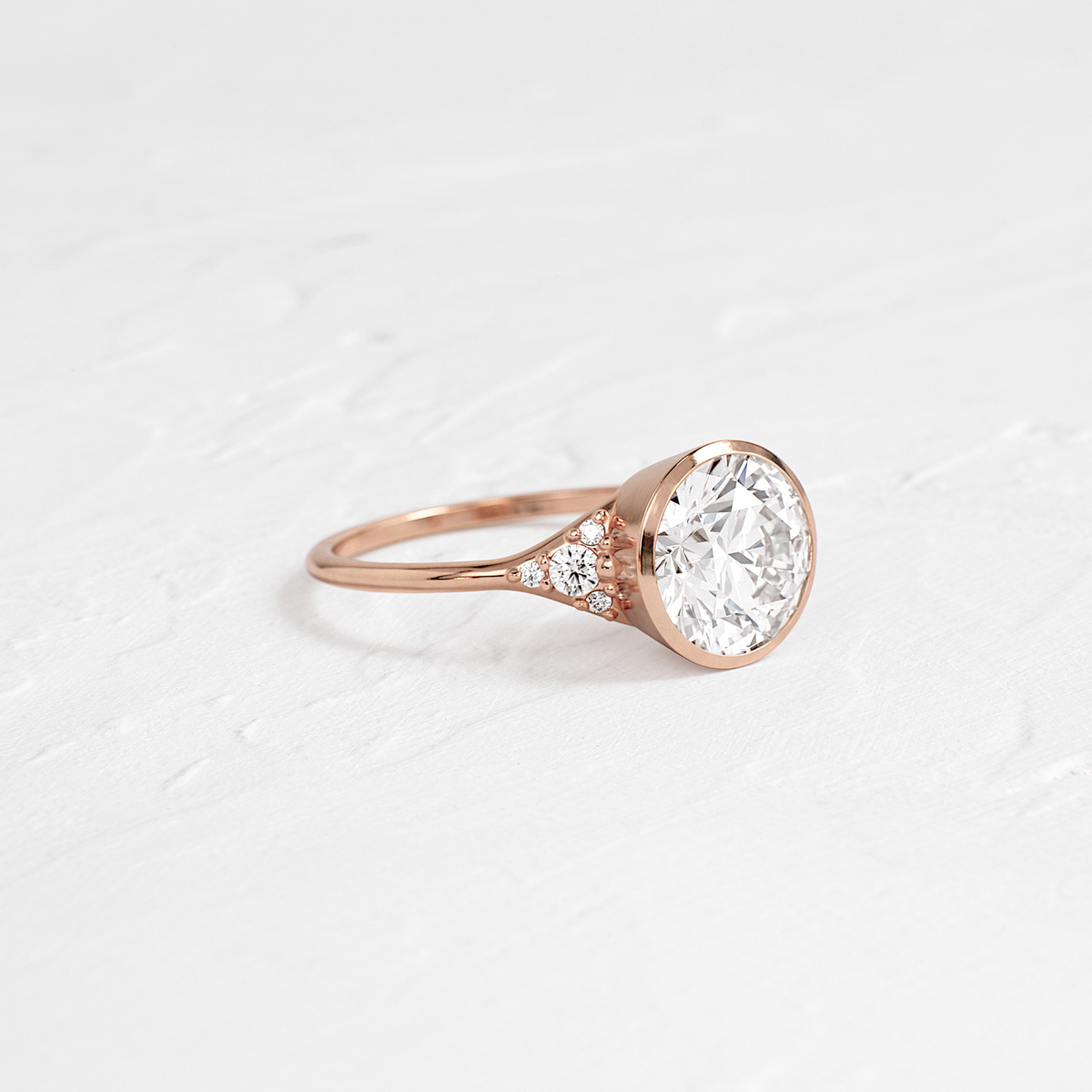 Bezel & Cluster Style-Round Lab Grown Diamond Engagement Ring
