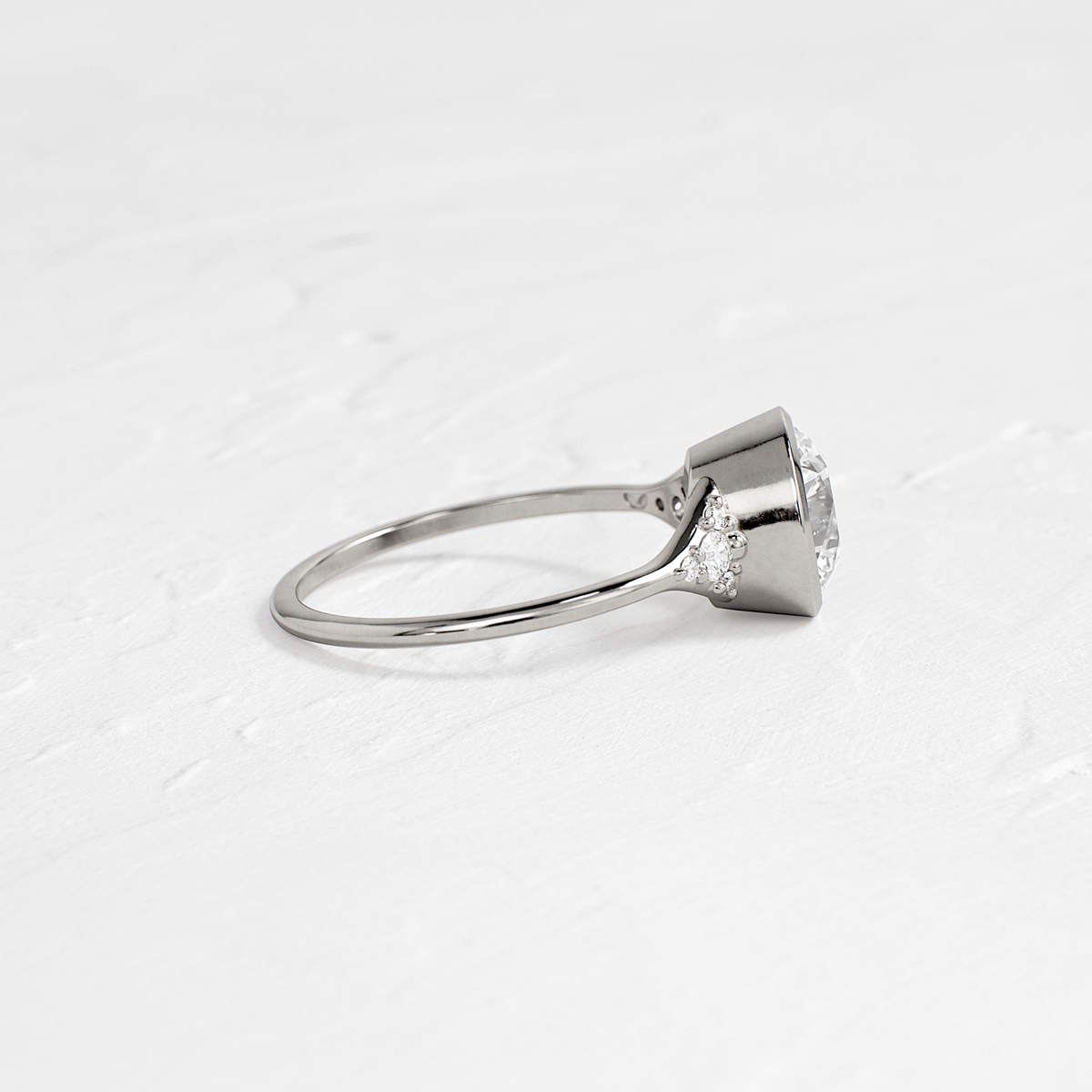 Bezel & Cluster Style-Round Lab Grown Diamond Engagement Ring