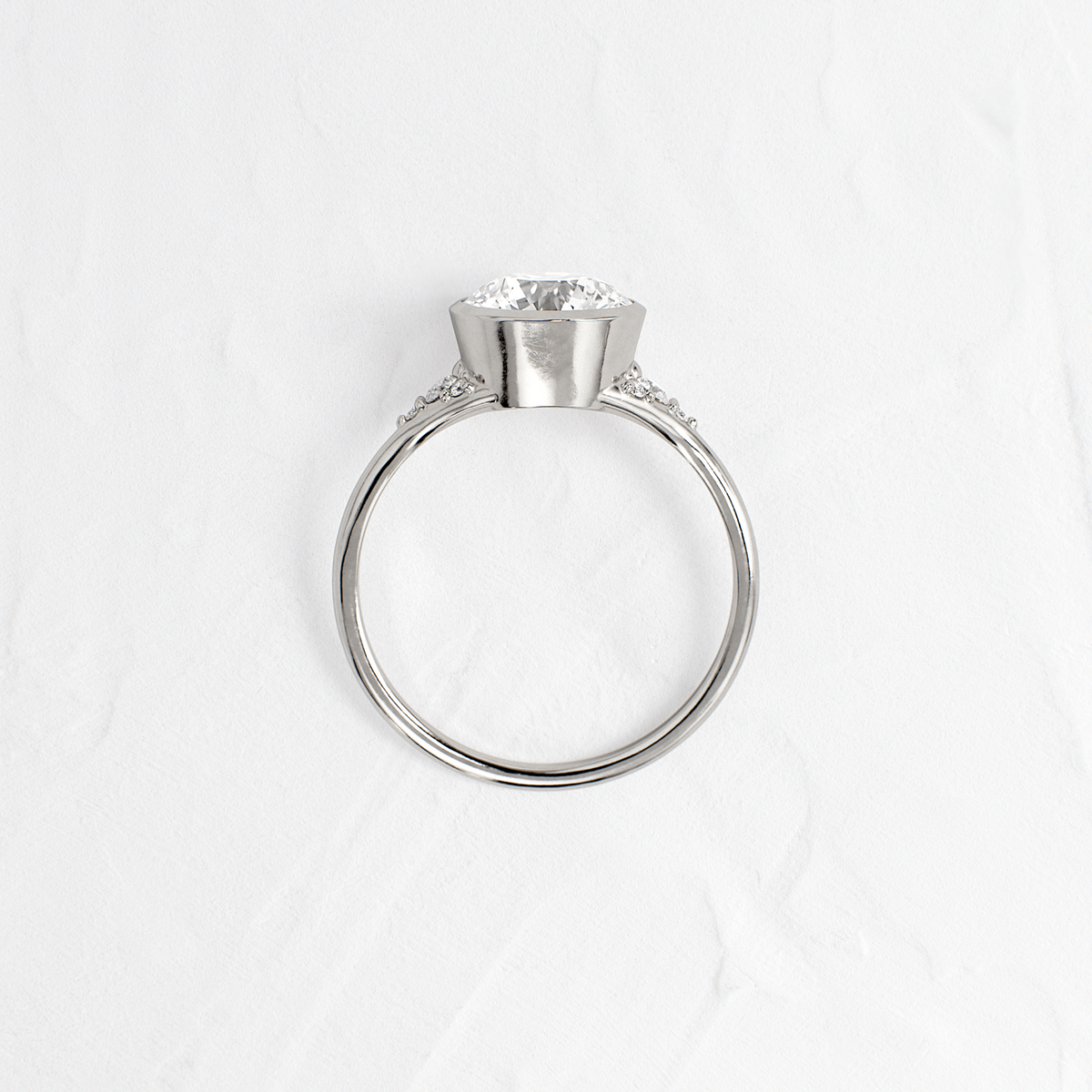 Bezel & Cluster Style-Round Lab Grown Diamond Engagement Ring