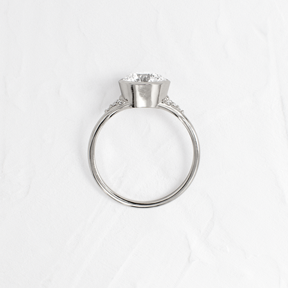 Bezel & Cluster Style-Round Lab Grown Diamond Engagement Ring