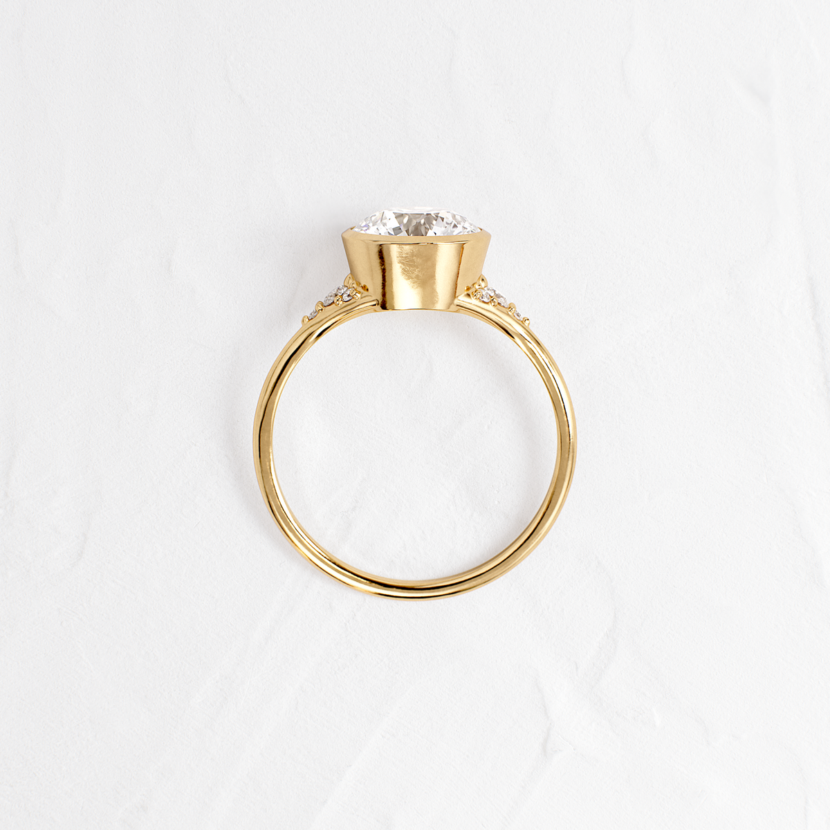 Bezel & Cluster Style-Round Lab Grown Diamond Engagement Ring
