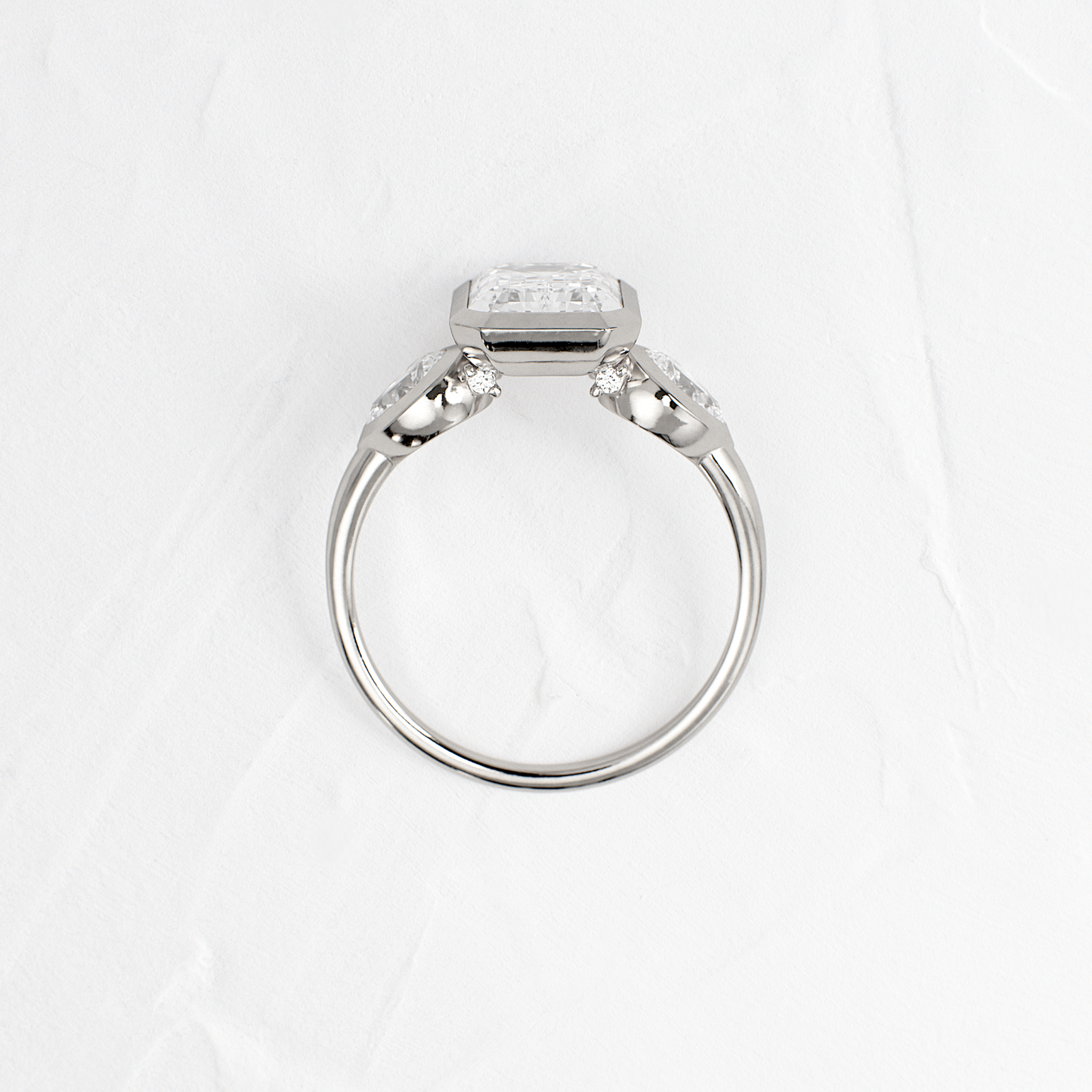 Three Stone & Bezel-Emerald Lab Grown Diamond Engagement Ring