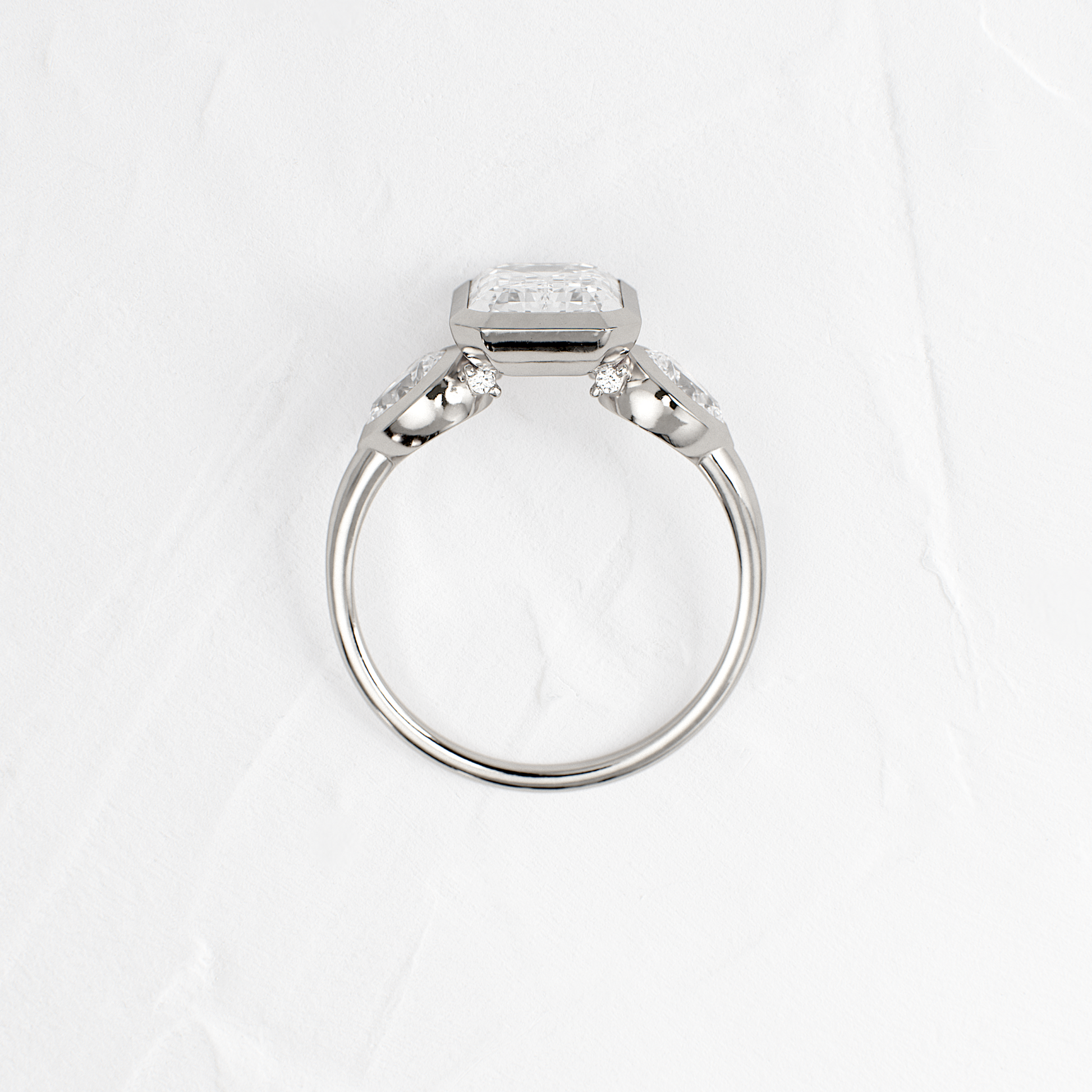 Three Stone & Bezel-Emerald Lab Grown Diamond Engagement Ring