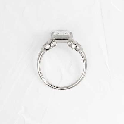 Three Stone & Bezel-Emerald Lab Grown Diamond Engagement Ring