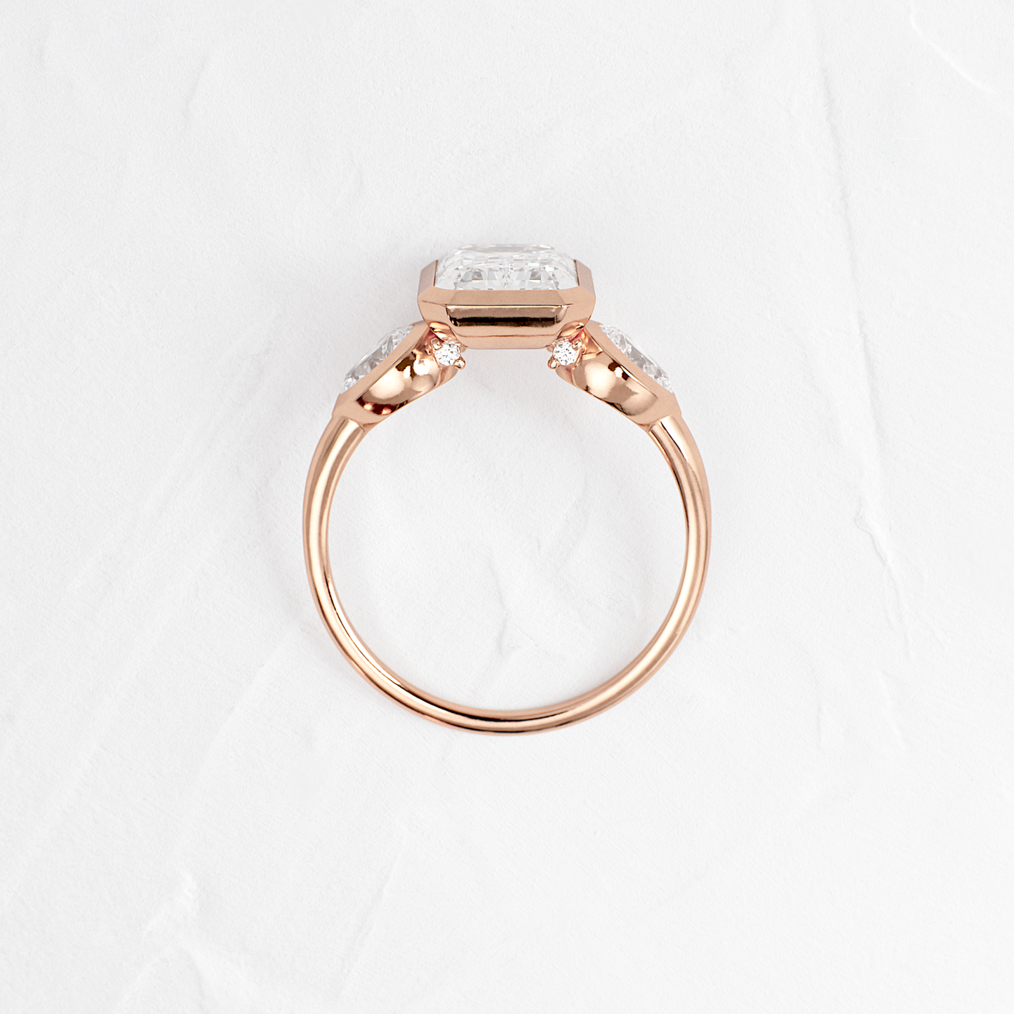 Three Stone & Bezel-Emerald Lab Grown Diamond Engagement Ring