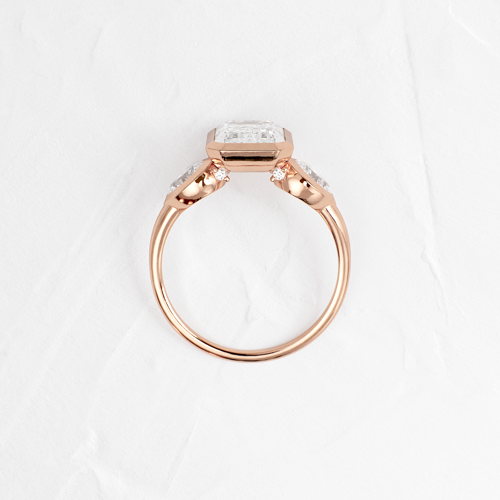 Three Stone & Bezel-Emerald Lab Grown Diamond Engagement Ring