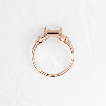 Three Stone & Bezel-Emerald Lab Grown Diamond Engagement Ring