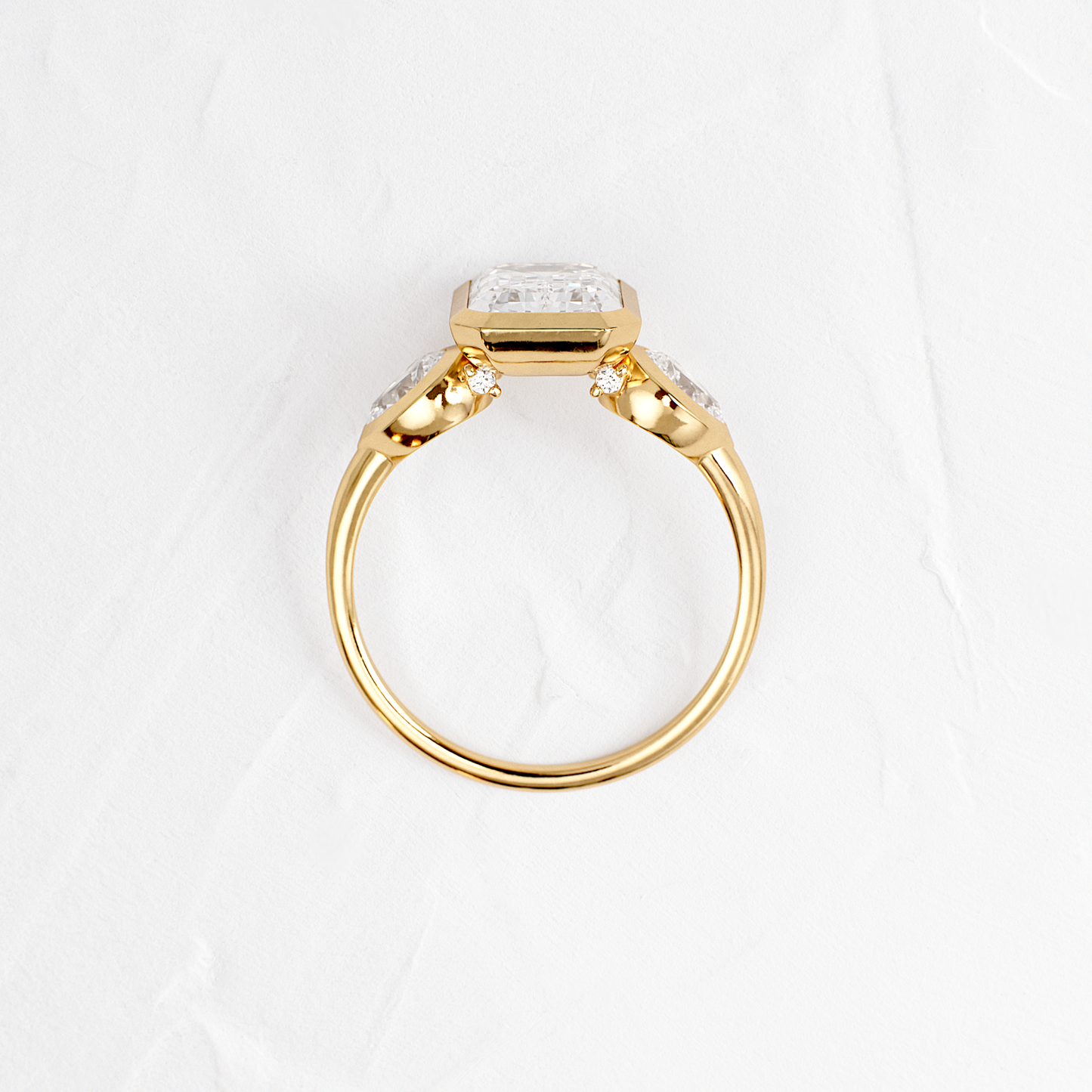 Three Stone & Bezel-Emerald Lab Grown Diamond Engagement Ring