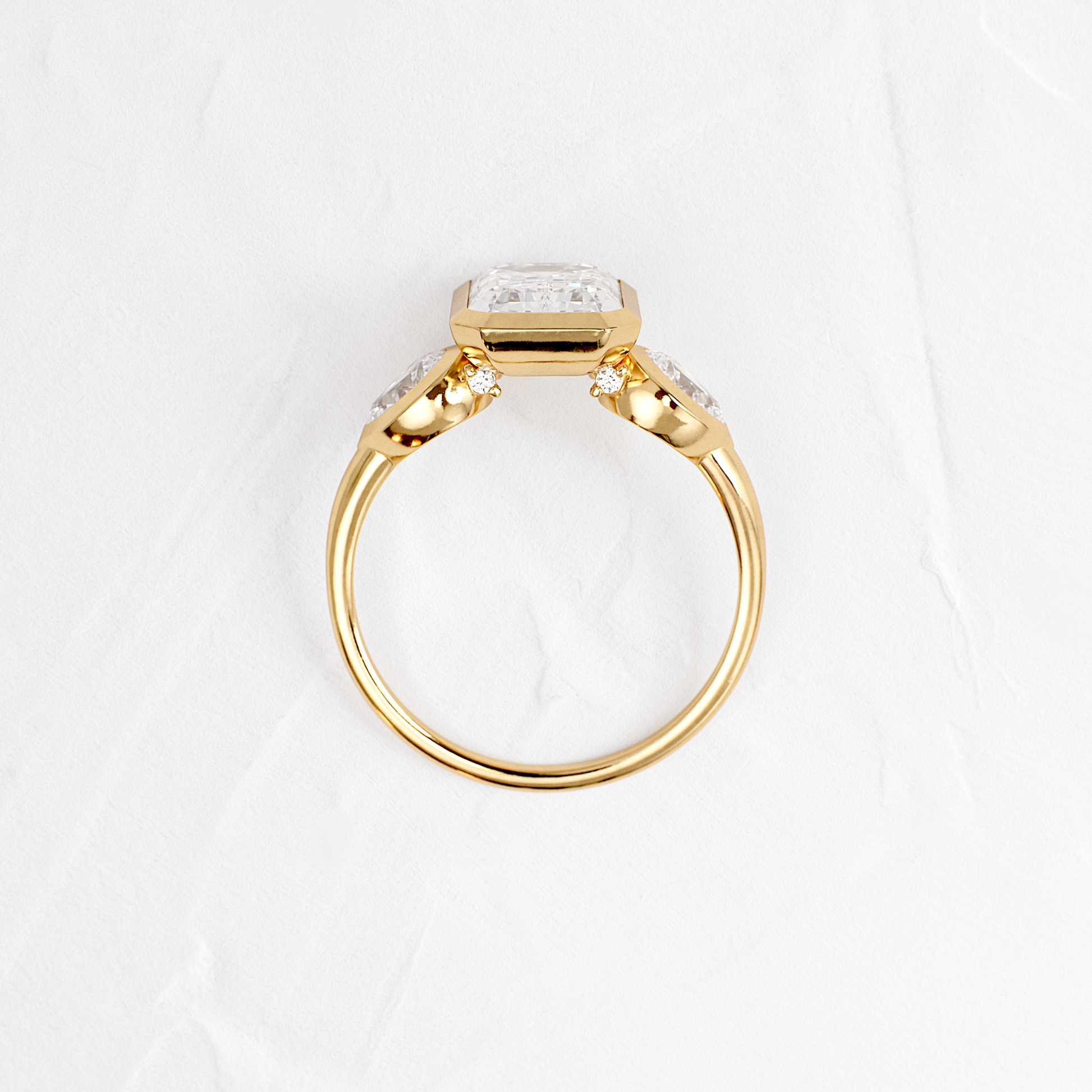 Three Stone & Bezel-Emerald Lab Grown Diamond Engagement Ring