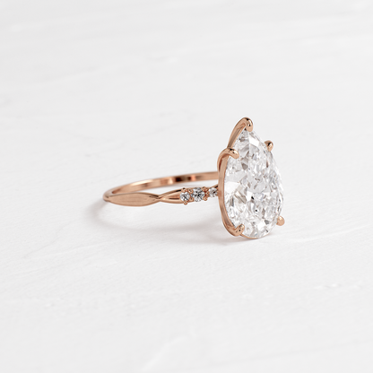 Criss Cross-Pear Lab Grown Diamond Engagement Ring