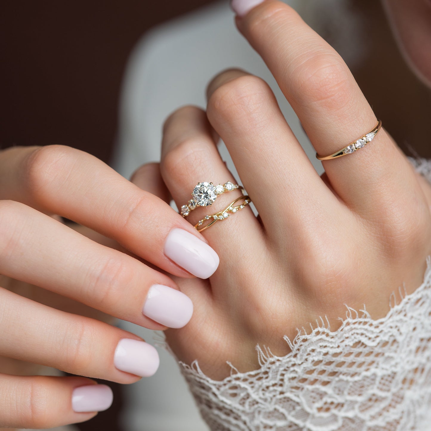 Cluster-Round Lab Grown Diamond Engagement Ring